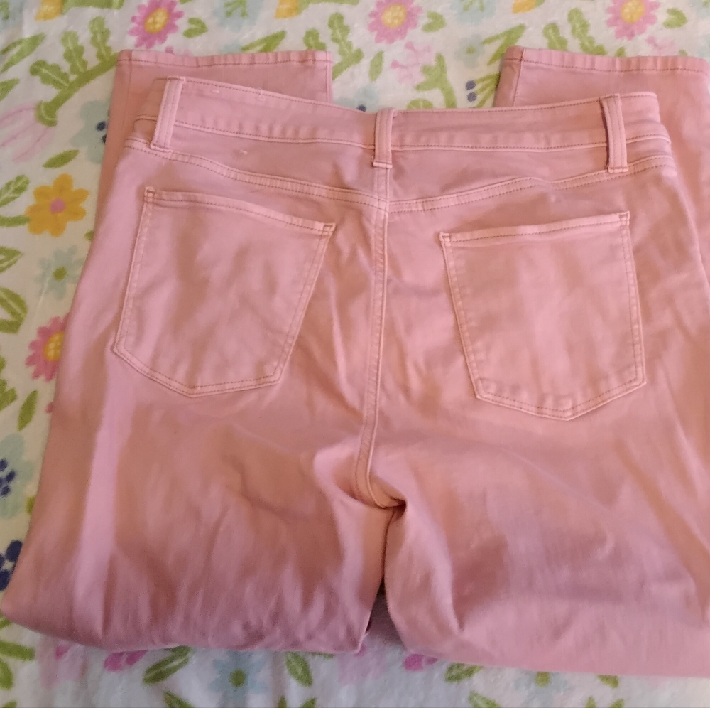 Talbots Women’s size 10 cropped capri jeans peach stretch high rise 33W 24.5L
